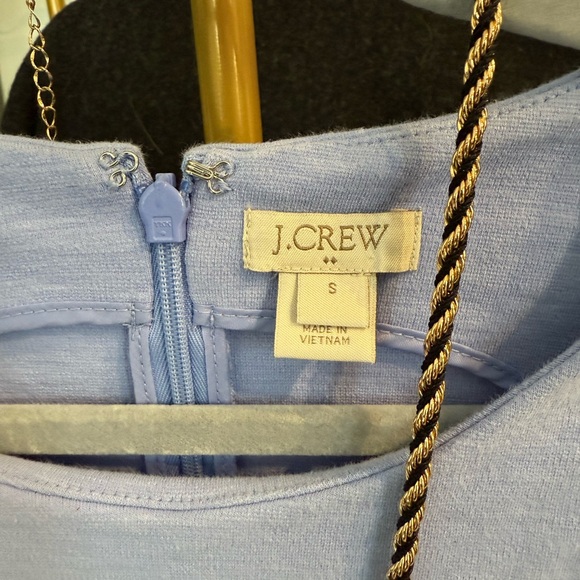 J. Crew Fit and Flare Light Blue Sleeveless Dress with Pockets Cotton & Spandex - Picture 3 of 7